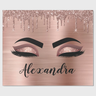 Papier Cadeau Rose Gold Glitter Sparkle Eyelashes Monogram