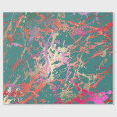 Papier Cadeau Rose Gold Marble Coral Turquoise rose vif Abstrait (Plat)