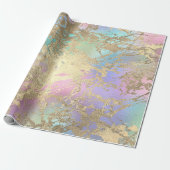 Papier Cadeau Rose Gold Marble Pastel Unicorn Urbain Abstrait (Déroulé)