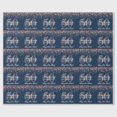 Papier Cadeau Rose Gold Navy Blue 50e anniversaire Parties scint (Plat)