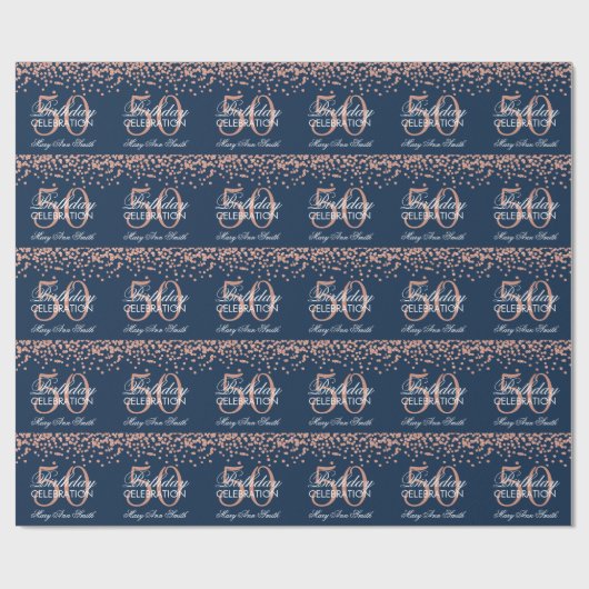 Papier Cadeau Rose Gold Navy Blue 50e anniversaire Parties scint (Plat)