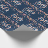 Papier Cadeau Rose Gold Navy Blue 50e anniversaire Parties scint (Coin)