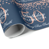 Papier Cadeau Rose Gold Navy Blue 50e anniversaire Parties scint (Coin rond)