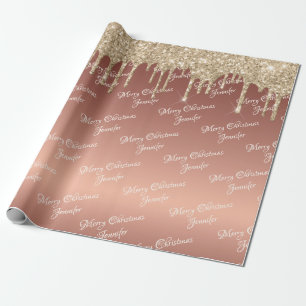 Papier Cadeau Rose Gold Parties scintillant Driving Christmas Na