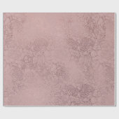Papier Cadeau Rose Gold Peony Outline Motif sur Blush Pink (Plat)