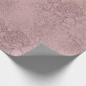 Papier Cadeau Rose Gold Peony Outline Motif sur Blush Pink (Coin)