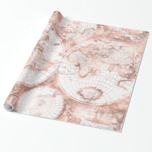 Papier Cadeau Rose Gold Pink MetParties scintillant Carte du mon