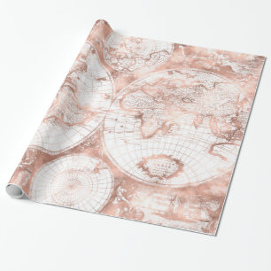 Papier Cadeau Rose Gold Pink MetParties scintillant Carte du mon