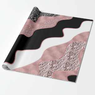 Papier Cadeau Rose Gold Rose Abstrait Moderne Vague Glamour Tend