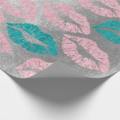 Papier Cadeau Rose Gold Rose Turquoise Silver Lips Parties scint (Coin)