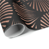 Papier Cadeau Rose Gold Shells sur Black (Coin rond)