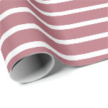 Papier Cadeau Rose Gold White Horizontal strié<br><div class="desc">Papier d'enveloppement horizontal rose or et blanc</div>