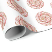 Papier Cadeau Rose Gold White Pepperments Noël (Coin rond)