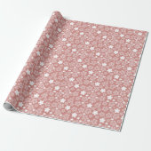 Papier Cadeau Rose Gold & White Star & Snowflake Motif (Déroulé)
