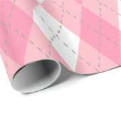 Papier Cadeau Rose Gris foncé Blanc XL Argyle (Coin rond)