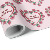 Papier Cadeau Rose Heart Saint-Valentin (Coin rond)