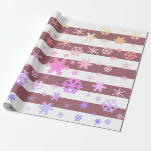 Papier Cadeau Rose Holographique Noël Snowflake Motif