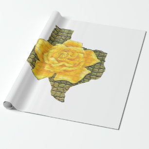 Papier Cadeau Rose Jaune Du Texas Motif Flower