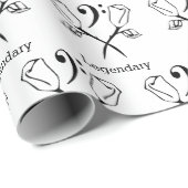 Papier Cadeau Rose jumeau avec un Clef de basse (Coin rond)