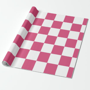 Papier Cadeau Rose ludique à carreaux blancs – Joie douce et gai
