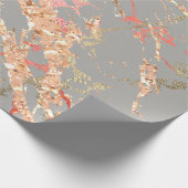 Papier Cadeau Rose Marbre or Coral gris rose vif Abstrait (Coin)