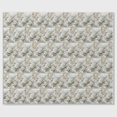 Papier Cadeau Rose Mariage blanc (Plat)