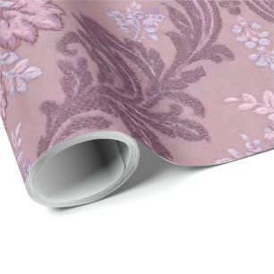 Papier Cadeau Rose Mauve Lilas Lavande Poussiéreuse Élégant Dama