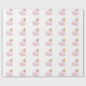Papier Cadeau Rose mignonne princesse cygne blanc fille d'annive (Plat)