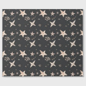 Papier Cadeau Rose moderne Gold Stars Noir Noël (Plat)