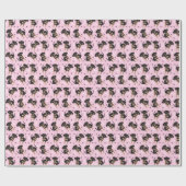 Papier Cadeau Rose Motif Chiot mignon (Plat)