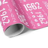 Papier Cadeau ROSE Né en 1962 Anniversaire (Coin rond)