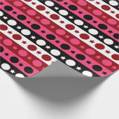 Papier Cadeau Rose noir blanc Cercle Étoiles rayures Design (Coin)