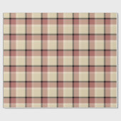 Papier Cadeau Rose, noir et tan plaid (Plat)