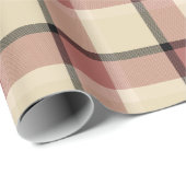 Papier Cadeau Rose, noir et tan plaid (Coin rond)