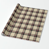 Papier Cadeau Rose, noir et tan plaid (Déroulé)