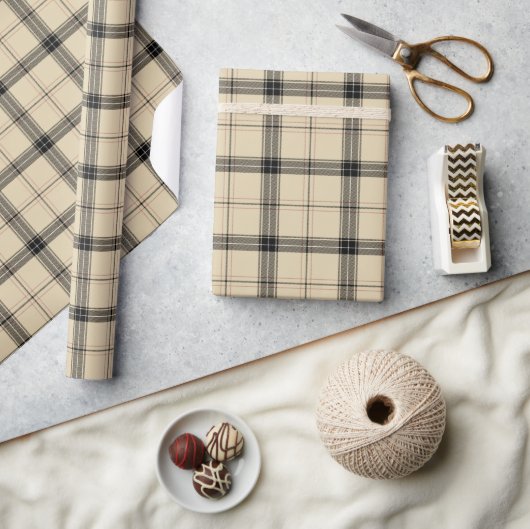 Papier Cadeau Rose, noir et tan plaid (Artisanat)