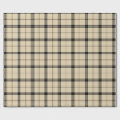 Papier Cadeau Rose, noir et tan plaid (Plat)