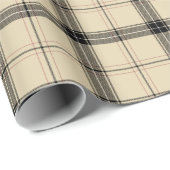 Papier Cadeau Rose, noir et tan plaid (Coin rond)