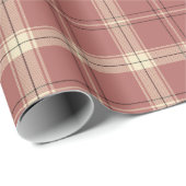 Papier Cadeau Rose, noir et tan plaid (Coin rond)