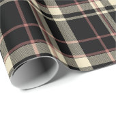 Papier Cadeau Rose, noir et tan plaid (Coin rond)