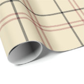 Papier Cadeau Rose, noir et tan plaid (Coin rond)