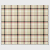 Papier Cadeau Rose, noir et tan plaid (Plat)