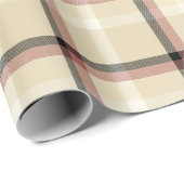 Papier Cadeau Rose, noir et tan plaid (Coin rond)