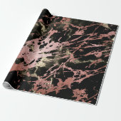 Papier Cadeau Rose noir Sepia Gold Glam Marbre en pierre Abstrai (Déroulé)