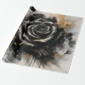 Papier Cadeau Rose noire et or (Déroulé)