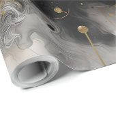 Papier Cadeau Rose noire et or (Coin rond)