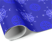 Papier Cadeau Rose Ocean Blue Compass (Coin rond)