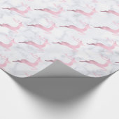 Papier Cadeau Rose or blanc marbre rennes de Noël motif (Coin)