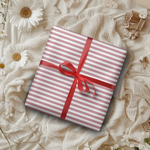 Papier Cadeau Rose Or Blanc Simple Horizontal Striped