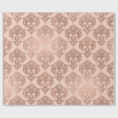 Papier Cadeau Rose Or Blush rose moderne Glam Damask (Plat)